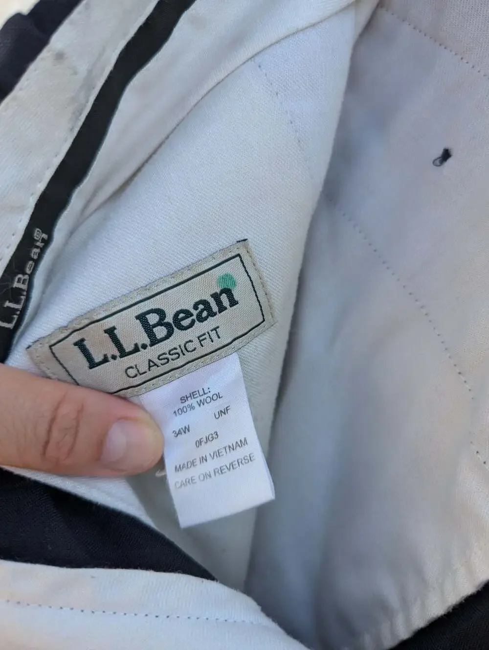 L.L.Bean Men's Classic Fit 100% Wool Dress Pants, Size 34W